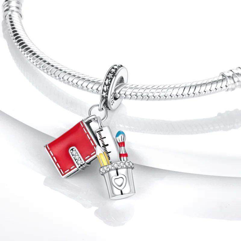 Red Color Series Charms Beads 925 Silver Blood Heart Love Ca