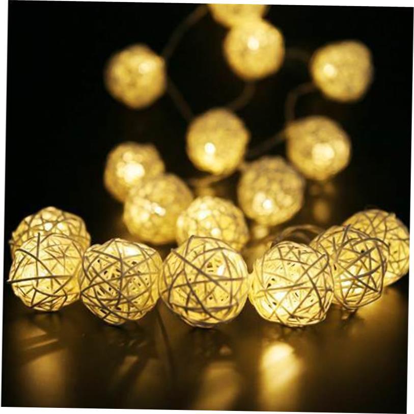 20 led warm white rattan ball string fairy lights for xmas w