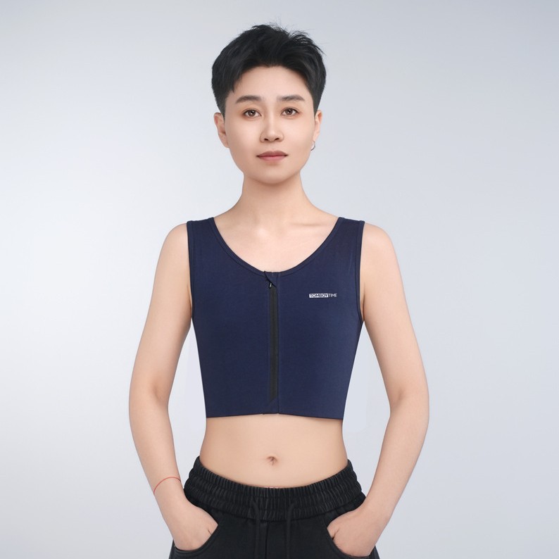 小V领棉感束胸绷带超平防凸点大胸显小内衣塑胸防震运动背心