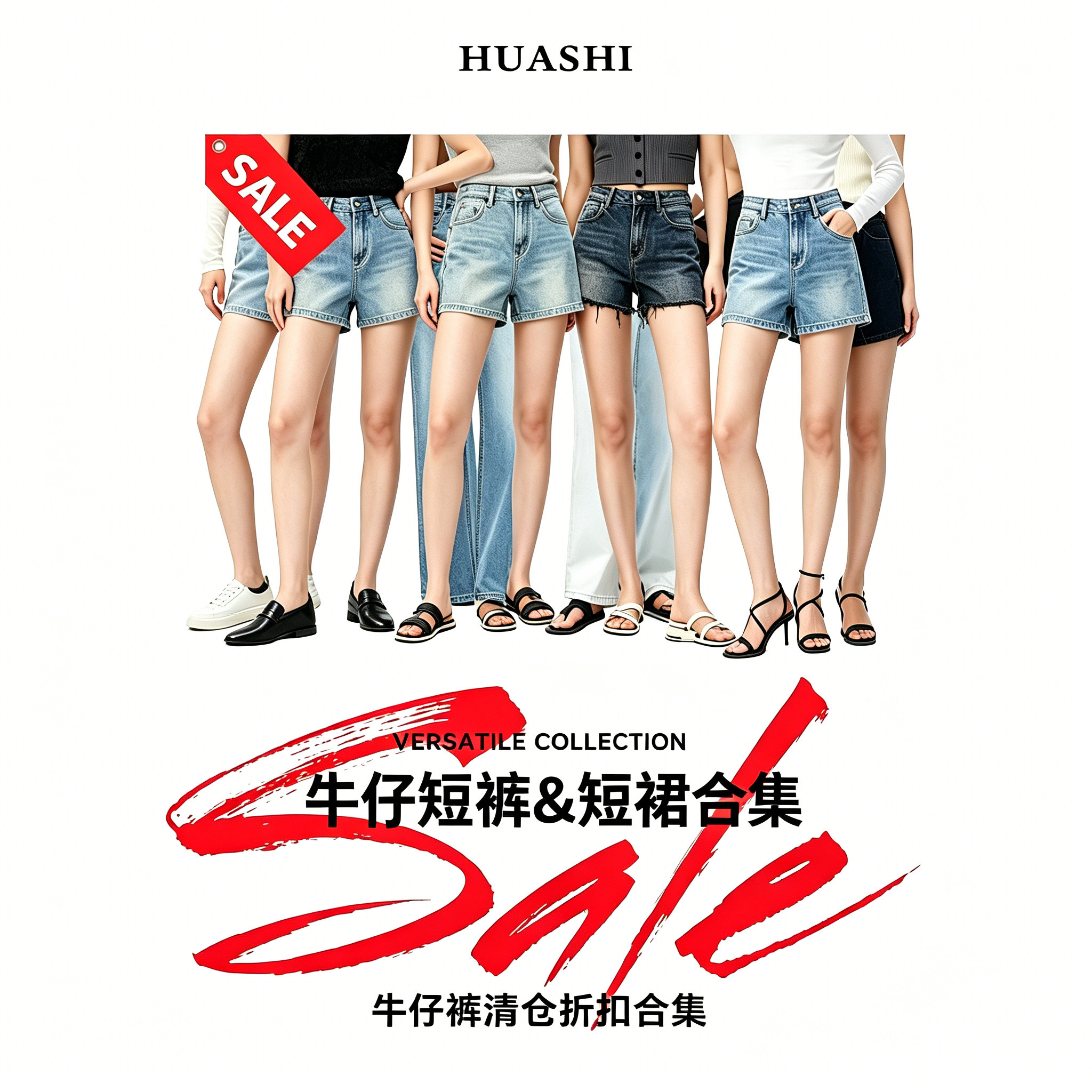 断码清仓/画式HUASHI·短裤牛仔裤裙合集高腰裤女半身裙特惠福利