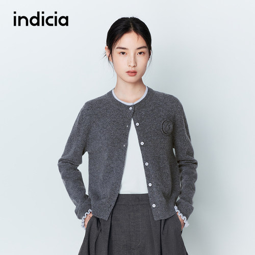 indicia标记商场同款26春季新款女装羊毛针织衫开衫L2A6KS006