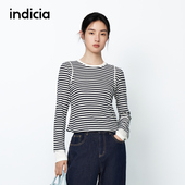 黑白撞色条纹针织衫 indicia标记商场同款 25春新款 打底F2A5TX022C