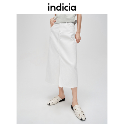 indicia标记商场同款春夏简约通勤风前开叉半身裙长裙6B404QZ197C