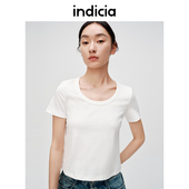 indicia C6B405TX054 新款 标记女装 纯色t恤上衣低圆领简约女夏季