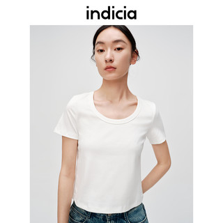 indicia 标记女装纯色t恤上衣低圆领简约女夏季新款C6B405TX054