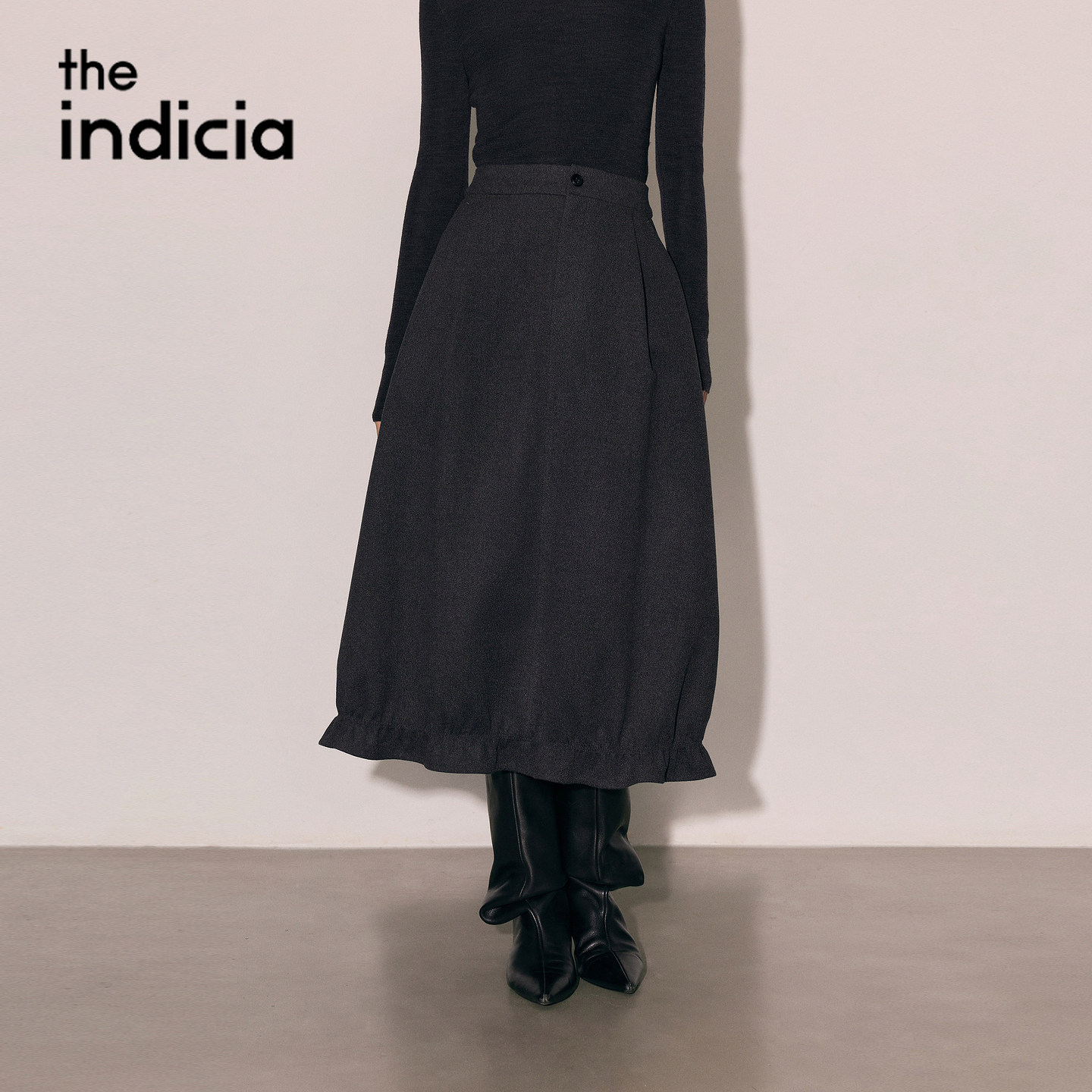 indicia标记商场同款2026冬季新款女装半身裙灰色裙子L2D6QZ332Y
