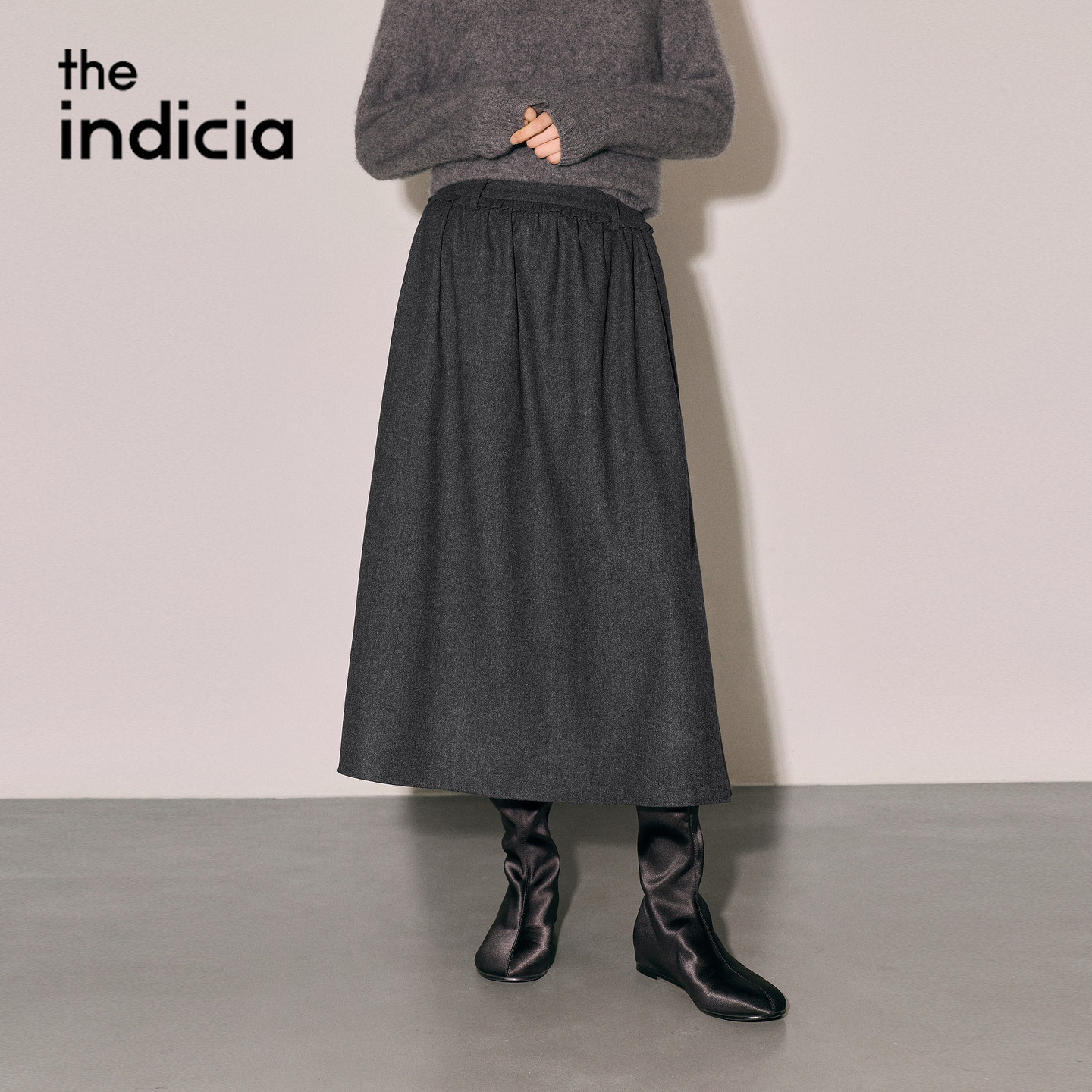 indicia标记商场同款2026冬季新款女装半身裙灰色裙子L2D6QZ380Z