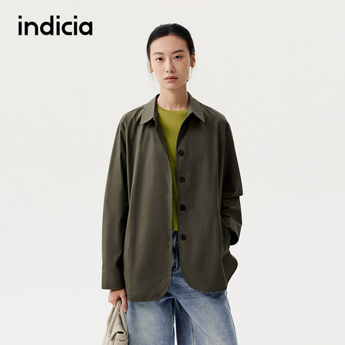 indicia标记商场同款春秋新款廓形韩版纯色衬衫外套F2C5WT352N