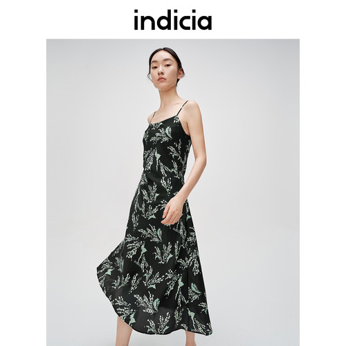 indicia标记商场同款春夏花卉设计感连衣裙吊带裙长6A402LQ123N