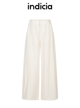 indicia标记商场同款25夏新款白色阔腿休闲直筒裤极简F2B5KZ180C