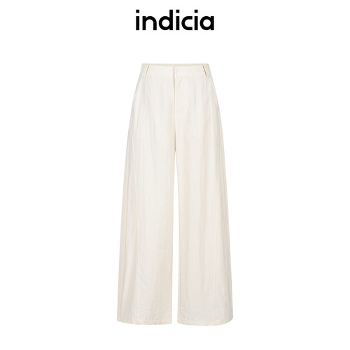 indicia标记商场同款25夏新款白色阔腿休闲直筒裤极简F2B5KZ180C