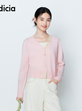 indicia标记商场同款26春季新款女装粉色羊毛针织衫开衫L2A6KS011