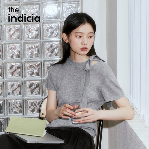 indicia标记商场同款2026夏季新款女装针织衫灰色T恤衫L2B6ZZ065