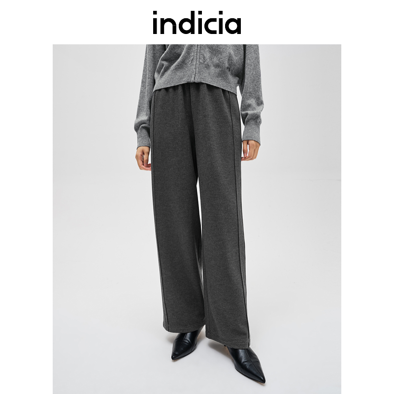 indicia标记24冬新款垂感阔腿裤休闲高腰显瘦直筒慵懒感L2D4KZ219
