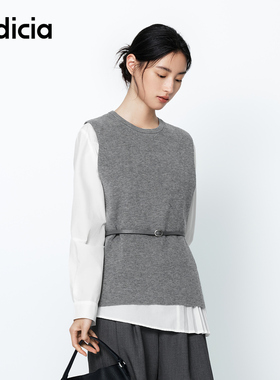 indicia标记商场同款设计真两件拼接通勤衬衫春秋女装F2A5SY047C