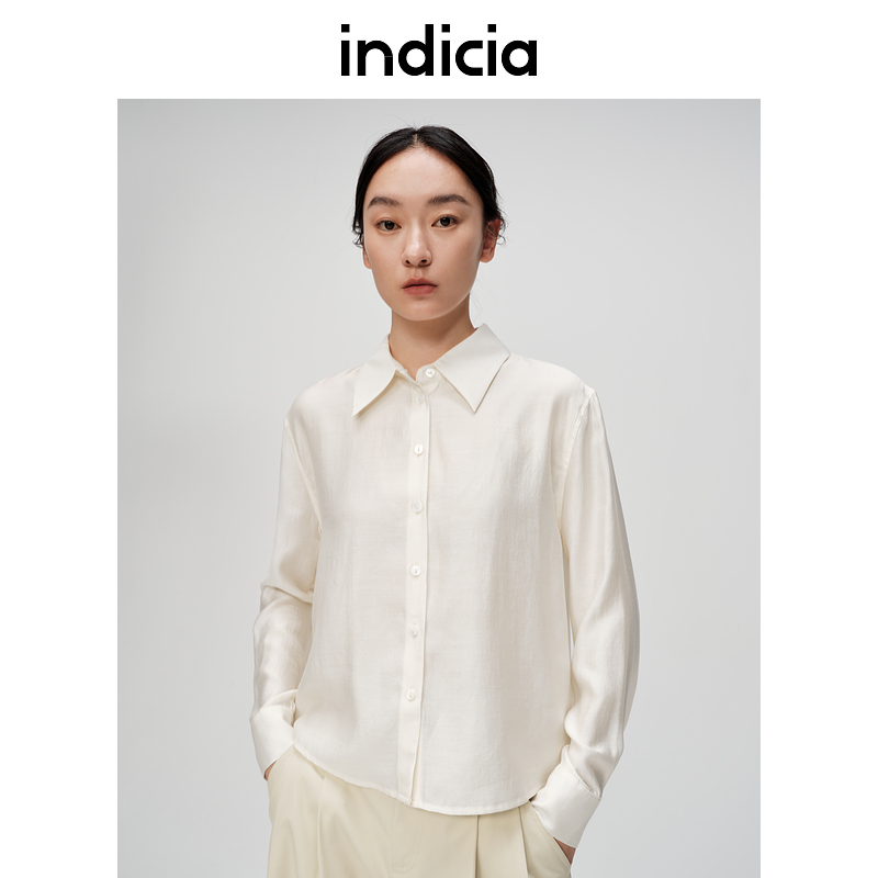 indicia标记简约温柔莫代尔衬衫女上衣长袖时尚女装C6B405CS055