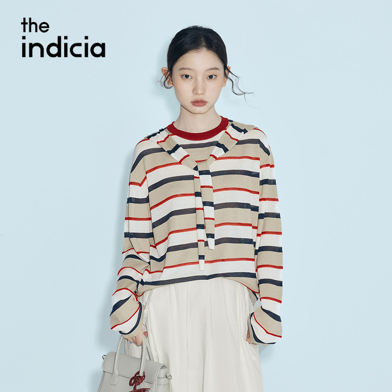 indicia标记商场同款26春夏季新款女装条纹针织衫上衣L2B6ZZ124F