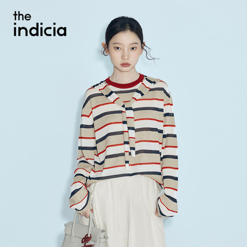indicia标记商场同款26春夏季新款女装条纹针织衫上衣L2B6ZZ124F