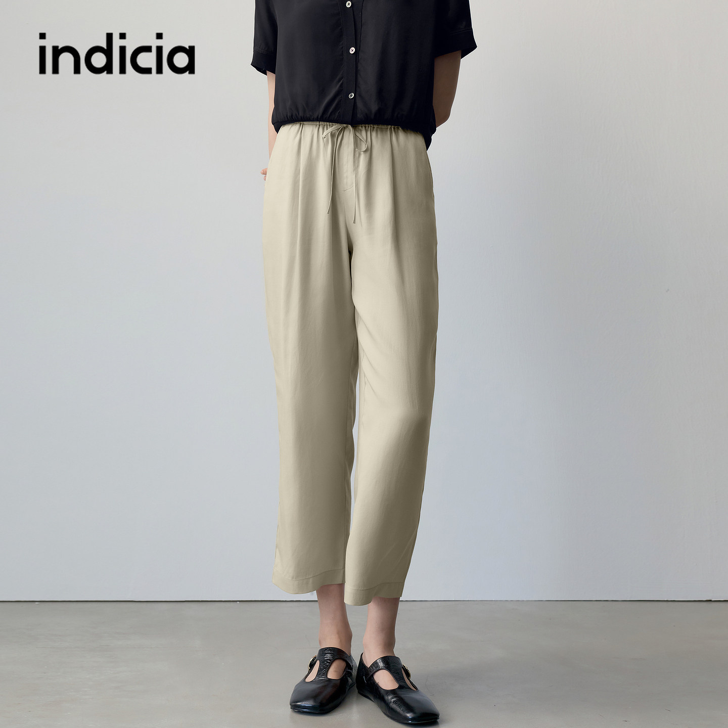 indicia标记商场同款2026夏季女装莱赛尔天丝休闲裤九分长裤子
