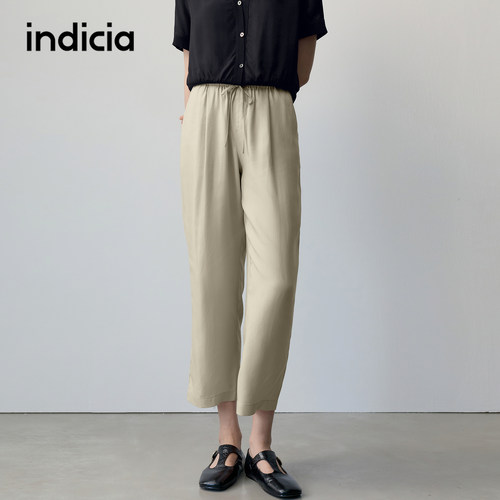 indicia标记商场同款2026夏季女装莱赛尔天丝休闲裤九分长裤子