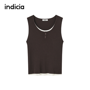 针织背心F2C5BX409C 撞色假两件修身 indicia标记商场同款 25秋新款