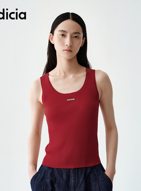 indicia标记商场同款夏款简约红色背心打底衫针织衫F2B5BX151C-1