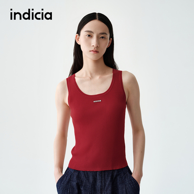 indicia标记商场同款夏款简约红色背心打底衫针织衫F2B5BX151C-1