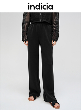 indicia标记商场同款夏季简约休闲裤松紧腰长裤女装6B406KZ332C