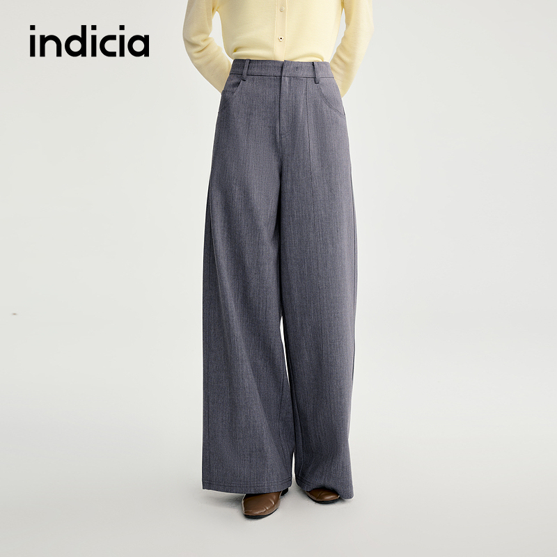 indicia标记25秋新款高腰显瘦垂感通勤直筒休闲西装裤L2C5KZ120