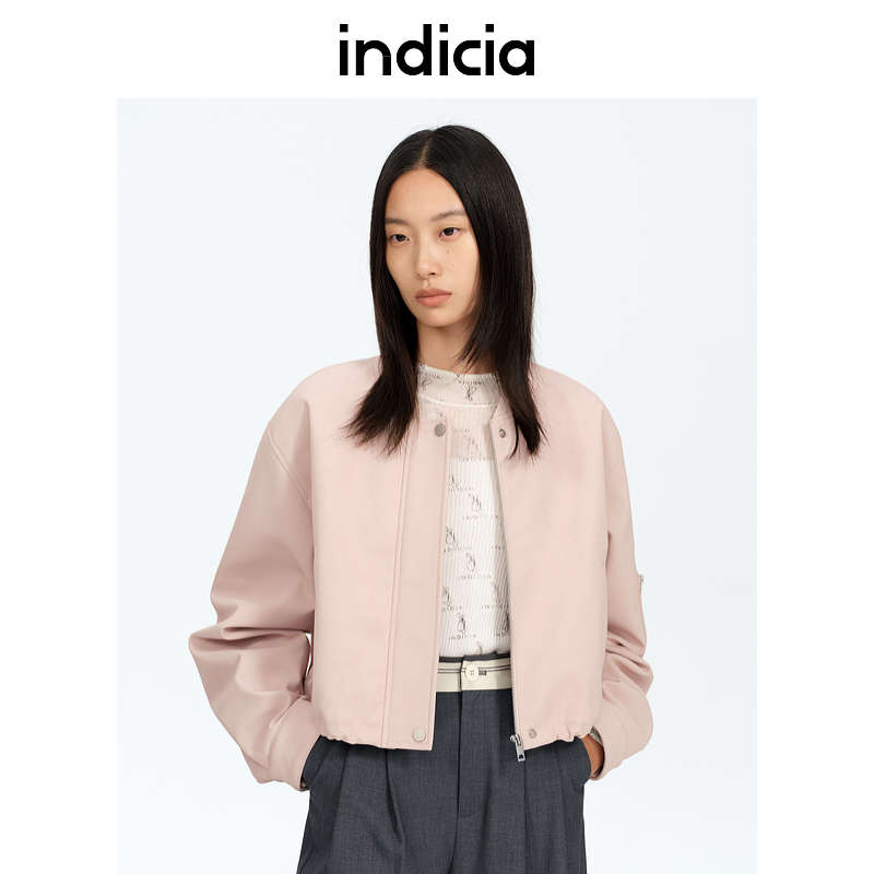 indicia标记商场同款25春新款休闲设计感圆领短外套 F2A5WT005F