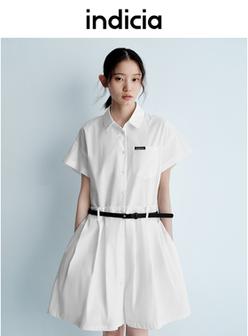 indicia标记25夏新款显瘦高腰衬衫连衣裙白色时尚女装L2B5LQ037