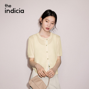 indicia标记商场同款2026夏秋女装针织衫黄色短款开衫L2C6KS229Z