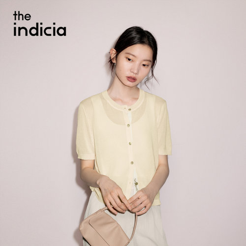 indicia标记商场同款2026夏秋女装针织衫黄色短款开衫L2C6KS229Z