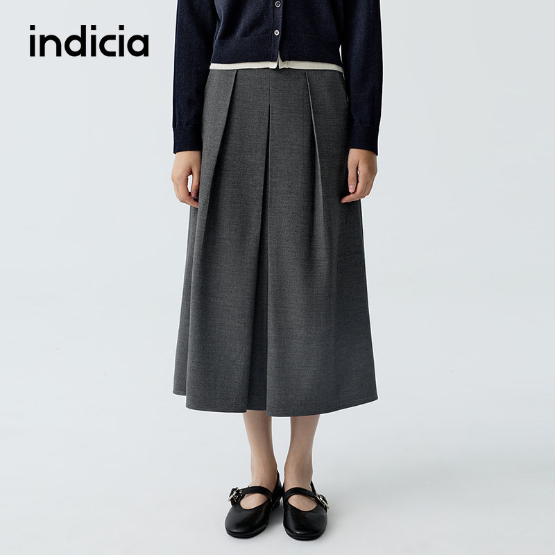 indicia标记商场同款2026春季新款灰色半身裙女裙子F2A6QZ094C