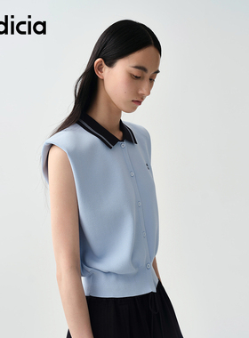 indicia标记商场同款25夏新款减龄清爽蓝色无袖针织衫F2B5ZZ230C