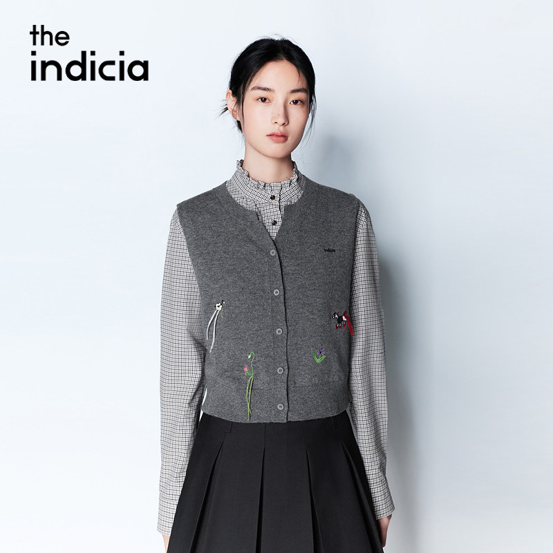 indicia标记商场同款26春季新款女装灰色背心马甲上衣L2A6MJ040