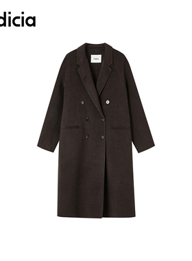 indicia标记商场同款法式纯色羊绒大衣长款经典双排扣F2D4DY673C