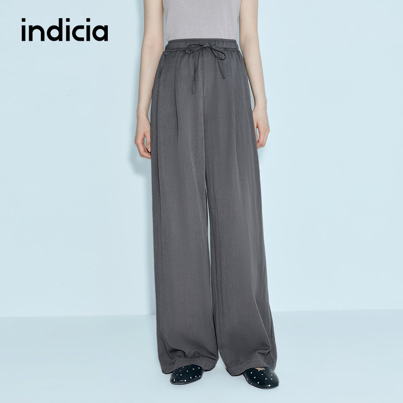indicia标记商场同款26夏季新款女装灰色薄款休闲裤阔腿裤长裤子