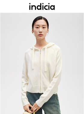 indicia标记商场24秋冬连帽慵懒感温暖绵羊毛针织衫F2D4KS724F