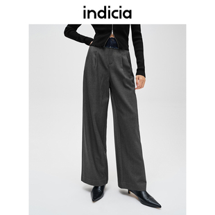 indicia标记商场拼接牛仔腰头设计款阔腿休闲裤子女装F2D4KZ804N