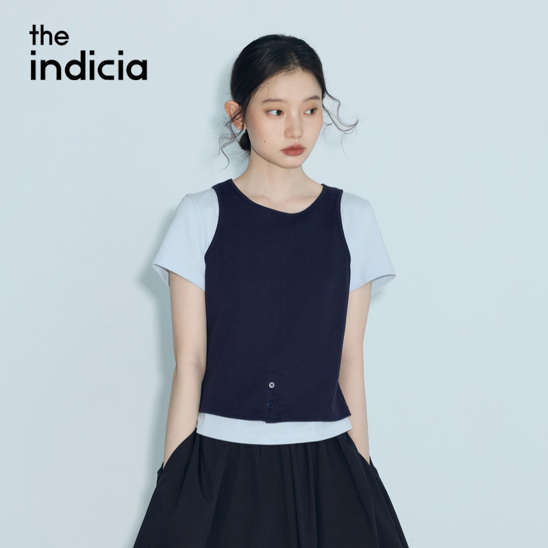 indicia标记商场26夏季新款女装两件套T恤马甲上衣套装L2B6TX061