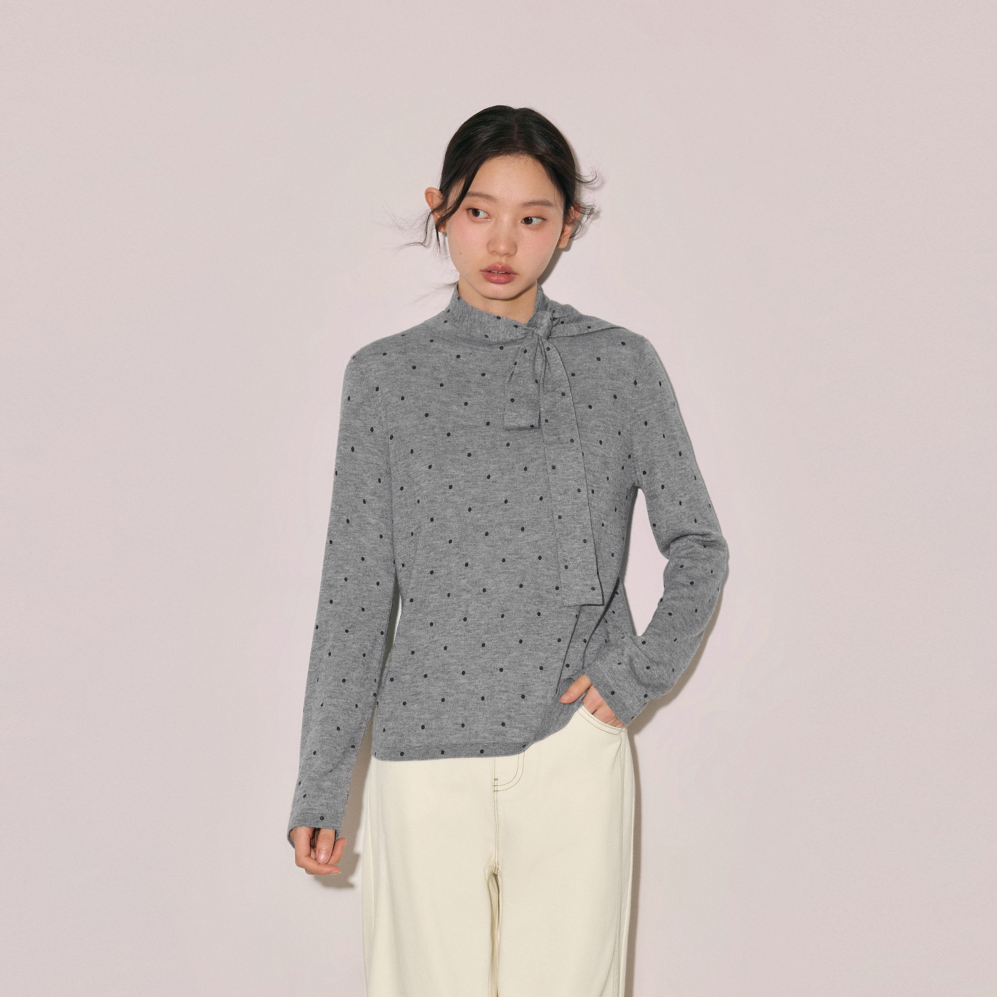 indicia标记羊毛波点针织衫系带毛衣2026秒冬新款女装L2D6MS375Z
