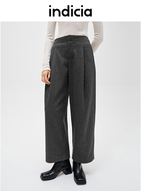 indicia标记商场同款冬季压褶宽松简约百搭休闲裤 F2D4KZ676F