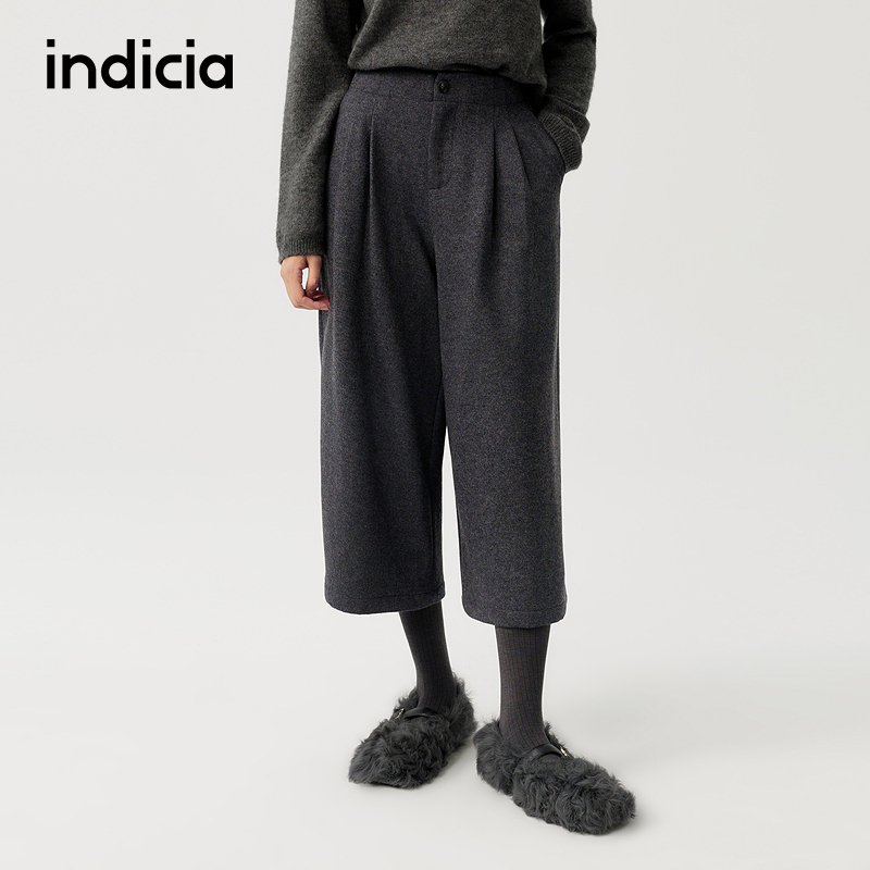 indicia标记商场同款25冬季新款女装休闲裤七分裤子F2D5KZ636N