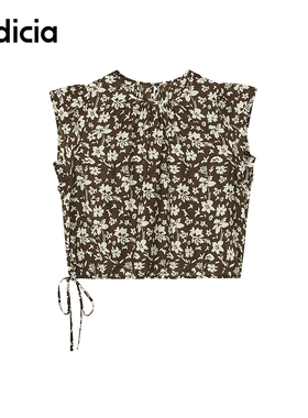 indicia标记商场同款25夏新款度假碎花无袖短上衣F2B5SY267C