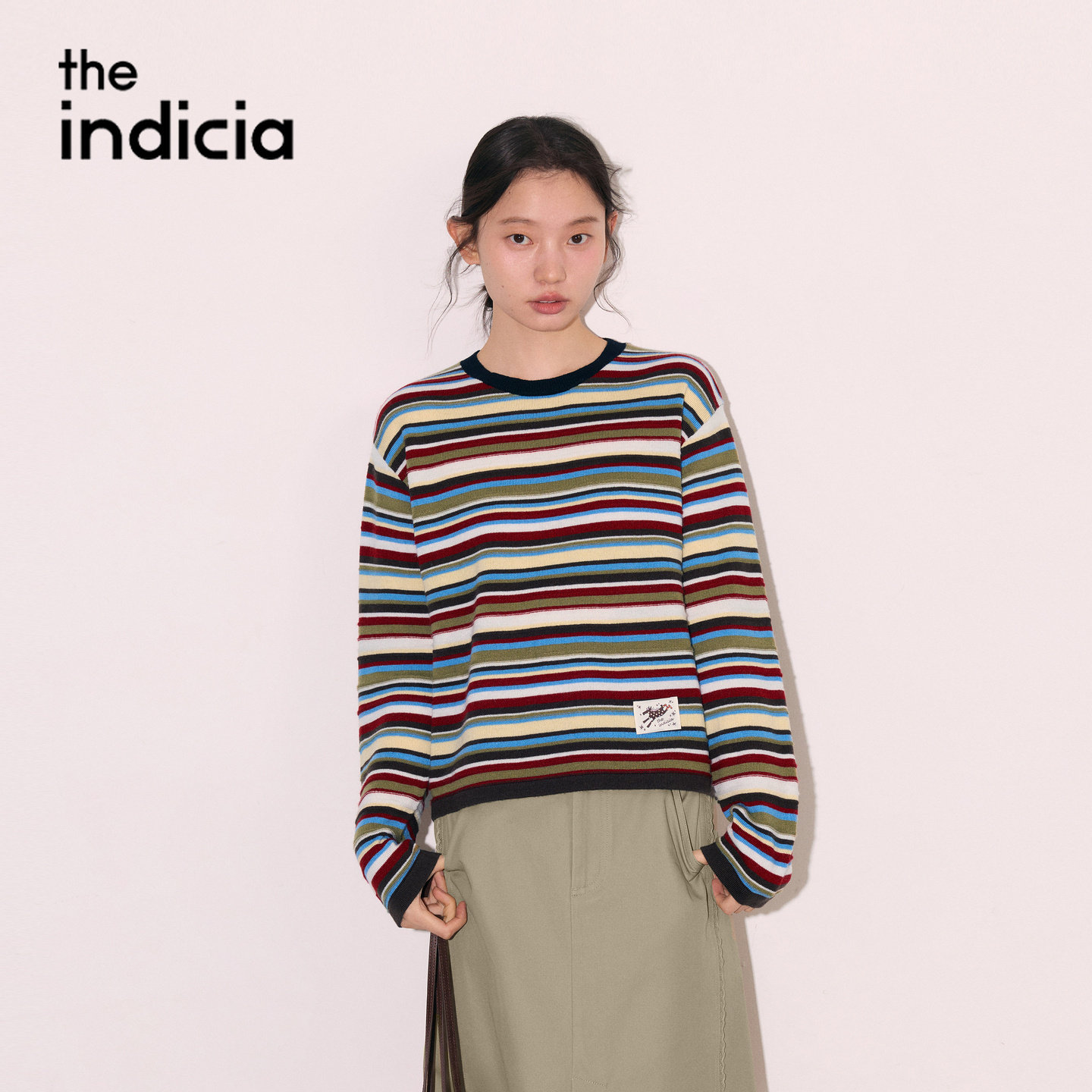 indicia标记商场同款2026秋季新款女装条纹针织衫L2C6ZZ242Y