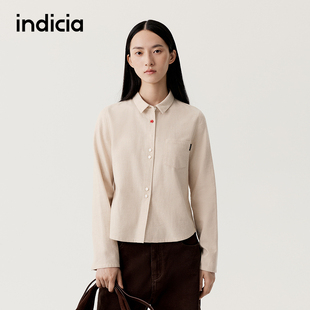 磨毛柔软长袖 indicia标记商场同款 纯棉衬衫 女装 L2D5CS299 25秋冬季