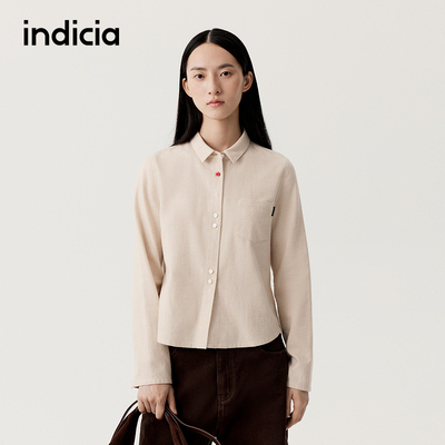 indicia标记商场同款25秋冬季女装纯棉衬衫磨毛柔软长袖L2D5CS299