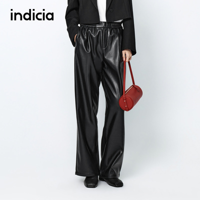 indicia标记商场同款春秋季宽松皮裤休闲阔腿裤6A403KZ158N