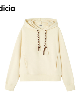 indicia标记商场同款奶黄色连帽卫衣双色抽绳撞色F2D4WY767N